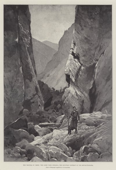 Potíže na Krétě, Chief Pass, Sphakia, Horský ústup revolucionářů od Charles Auguste Loye