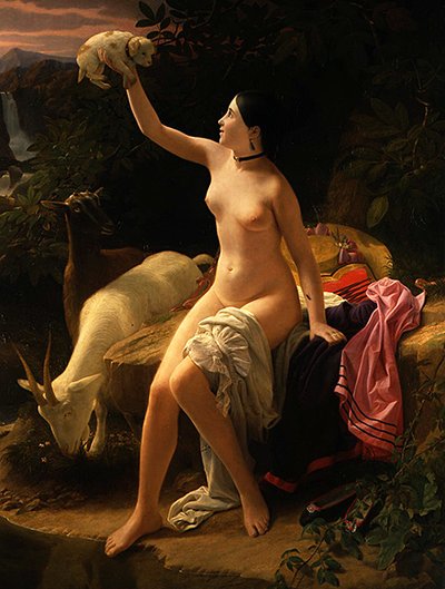 Pastorační idyla (olej na plátně) od Charles Auguste Steuben