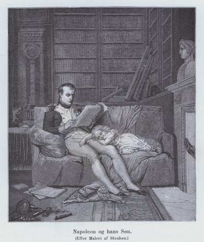 Napoleon I. a jeho syn (litho) od Charles Auguste Steuben