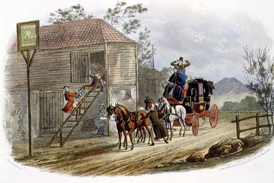 „Líný jezdec pro poštu“, vyryl R.G. Rychtář (fl.1811-37) hospoda. od Thomase McLeana od Charles B. (after) Newhouse