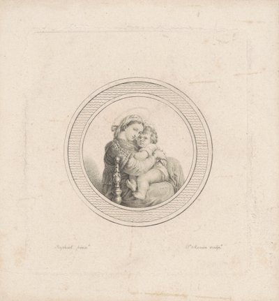 Madonna ze židle od Charles B. J. Févret de Saint Mémin, after Raphael