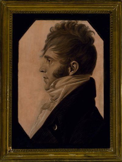 Portrét muže, c. 1804 (černá křída zvýrazněná bílou na růžovém papíře) od Charles Balthazar Julien Févret de Saint Mémin