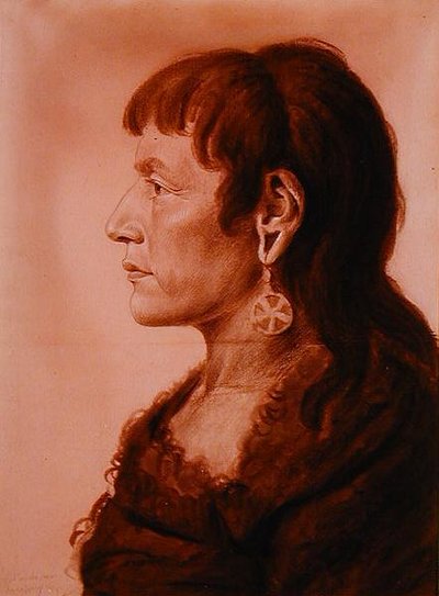 Žena z Iowy (tužka a dřevěné uhlí na papíře) od Charles Balthazar Julien Févret de Saint Mémin
