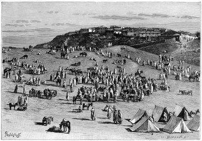 Vesnice a trh Boghari, c1890 od Charles Barbant