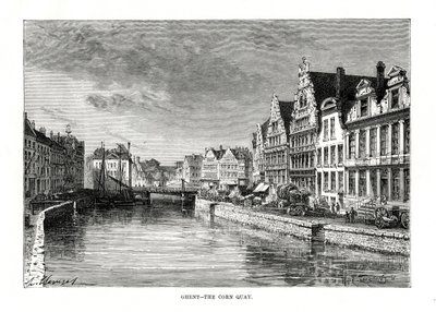 Corn Quay, Gent, Flandry, Belgie, 1879 od Charles Barbant