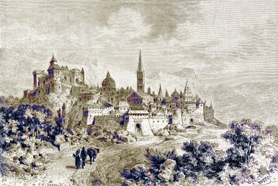 Pohled na Spoleto, ilustrace z „Historie Říma“ od Victora Duruye, publikovaná v roce 1884 (digitálně vylepšený obrázek) od Charles Barbant