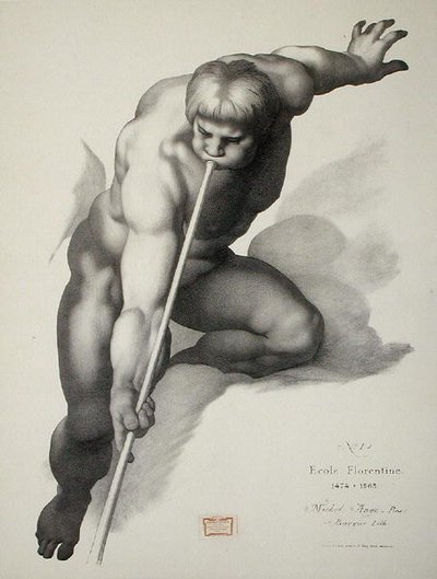 Anděl hrající na trubku, deska 1 z Cours de Dessin Volume II: 