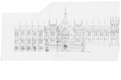 Kresba pro sněmovny parlamentu, cca 1836-40 (tužka na papíře) od Charles Barry