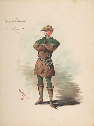 Costume Design for Touchstone [a], Popisný list kostýmů a doplňků..., 1889. od Charles Bianchini