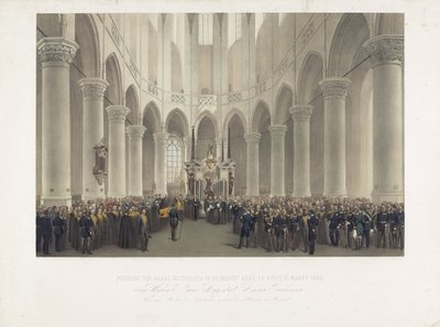 Slavnostní pohřeb v Groote Kerk v Delftu, 17. března 1865, zesnulého Jejího Veličenstva Anny Pavlovny, královny matky Nizozemska narozené jako Grand Princess of Russia (titul na předmětu) od Charles Billoin