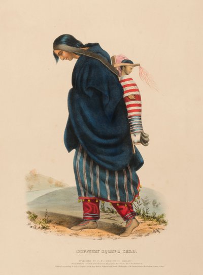 CHIPPEWAY WOMAN  CHILD, z knihy Dějiny indiánských kmenů Severní Ameriky od Charles Bird King
