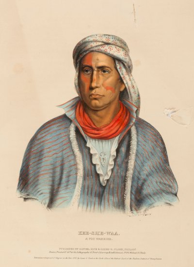KEE-SHE-WAA. Liščí bojovník, z knihy Dějiny indiánských kmenů Severní Ameriky. od Charles Bird King