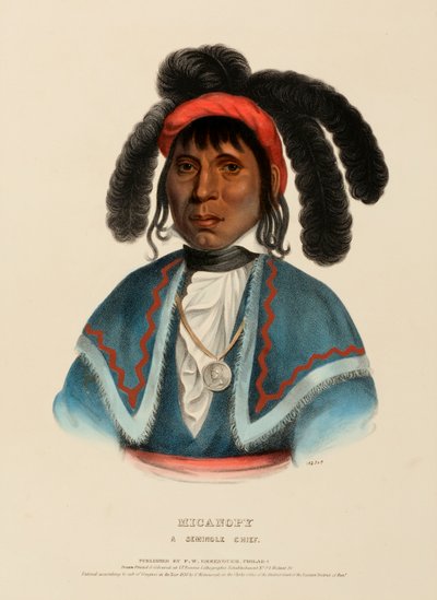 MIKANOPIE. A SEMINOLE CHIEF., z knihy Dějiny indiánských kmenů Severní Ameriky. od Charles Bird King