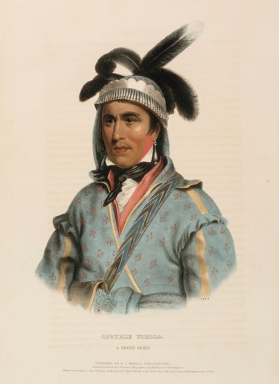 OPOTHLE YOHOLO. A CREEK CHIEF., z knihy Dějiny indiánských kmenů Severní Ameriky od Charles Bird King