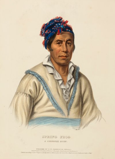SPRING FROG. ČEROKEE CHIEF, z knihy Dějiny indiánských kmenů Severní Ameriky. od Charles Bird King