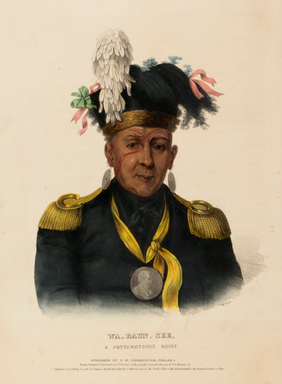 WA-BAUN-SEE, POTTAWATOMIE CHIEF, z knihy Dějiny indiánských kmenů Severní Ameriky od Charles Bird King