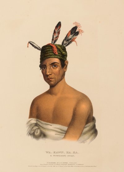 WA-KAWN-HA-KA, náčelník kmene WINNEBAGO., z knihy Dějiny indiánských kmenů Severní Ameriky. od Charles Bird King