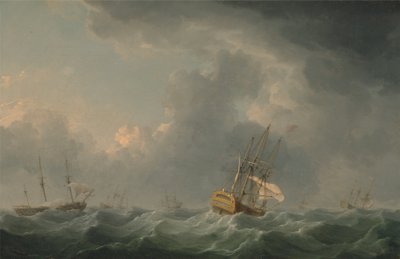 Anglické lodě plující před vichřicí od Charles Brooking