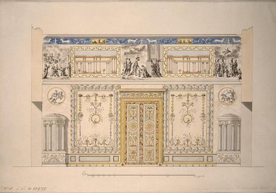 Návrh žlutého salonu Lyons Hall ve Velkém paláci Carskoje Selo, počátek 80. let 18. století od Charles Cameron