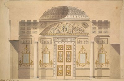 Povýšení zrcadlové stěny v Jasperově pracovně v pavilonu achátů v Carskoje Selo od Charles Cameron