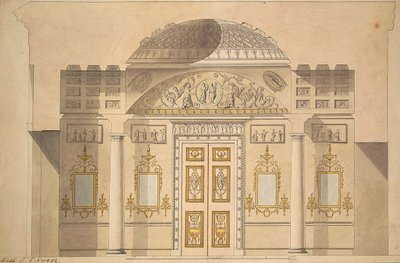 Povýšení zrcadlové stěny v Jasperově studovně pavilonu achátů v Carskoje Selo od Charles Cameron