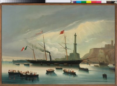 Příjezd parníku Cagliari do Janova od Charles Cheri Dubreuil