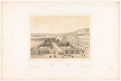 Pohled na Villa Poggio Reale s alejí stromů v Neapoli Neapol. Jardin Royal / Neapol. Villa Reale (název na objektu) Tváře Neapolského království (název série) Royaume de Neapol (název série na objektu) od Charles Claude Bachelier