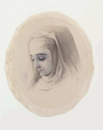 Studie hlavy klášterních myšlenek, 1851 (kvaš a čb na papíře) od Charles Collins