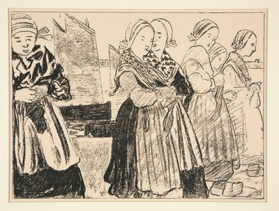 Breton Girls, nebo Breton Girls on the Quay, v #36 La Revue Blanche, říjen 1894 od Charles Cottet