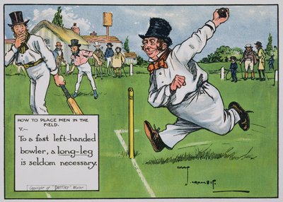 Jak umístit muže do pole (V), z „Zákony kriketu“, vydané v roce 1910 od Charles Crombie
