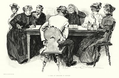 Hra v dámu v Mnichově (litografie) od Charles Dana Gibson