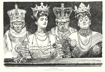 Když v opeře nosí korunu ženy, proč by ji neměli nosit muži (litografie) od Charles Dana Gibson