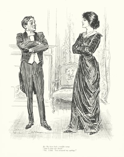 On: Měli jsme hroznou potyčku. "A já z toho vyšel jako vítěz." "Ne, to já. Přijal jsi mou omluvu." (lit.) od Charles Dana Gibson