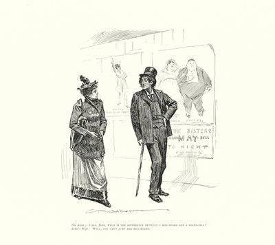 Herec: Jaký je rozdíl mezi billboardem a billboardem Hercova žena: No, na bill-board se nedá skočit (litografie). od Charles Dana Gibson