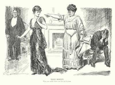 Tragické okamžiky, Když matka ukáže dveře tvé nejlepší dívce (litografie) od Charles Dana Gibson