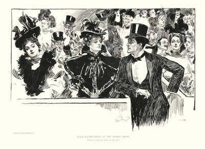 Divoké nadšení na výstavě koní (litografie) od Charles Dana Gibson