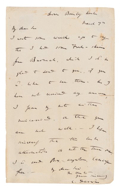 Podepsaný autogram od Charles Darwin