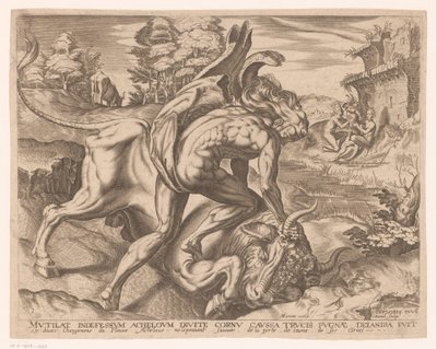 Herkules zkrotí krétského býka Labors of Hercules po Frans Floris (název série) od Charles David