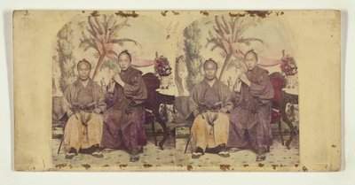 Dva členové první japonské diplomatické mise ve Spojených státech:  Neznámý člen (L) a Tateishi Onojirō-Noriyuki, tlumočník ve výcviku (R) od Charles DeForest Fredricks