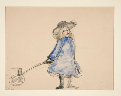 Dívka táhnoucí vůz (Obyčejná dívka v modrých šatech) (recto); Skica muže (verze) od Charles Demuth