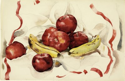 Zátiší s jablky a banány, cca 1925 (wc a grafitová tužka na tkaném papíře) od Charles Demuth
