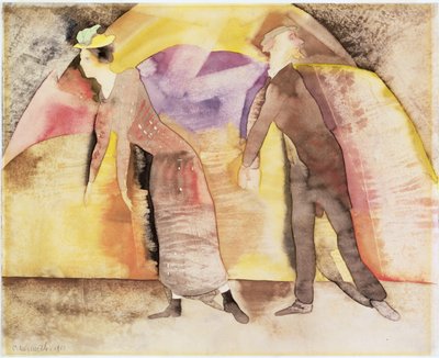 Vaudeville - Žena a muž na jevišti, 1917 (wc na papíře) od Charles Demuth