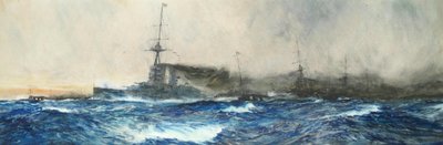 HMS Iron Duke v čele ostatních hlavních lodí flotily od Charles Dixon