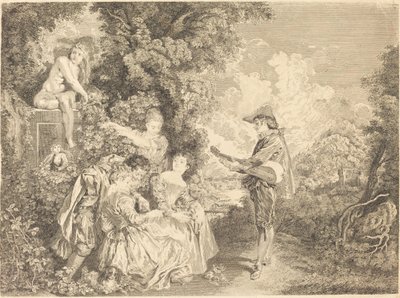 lekce lásky od Charles Dupuis after Antoine Watteau