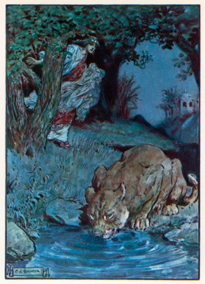 "Nevítaná bytost" (barevná litografie) od Charles Edmund (after) Brock