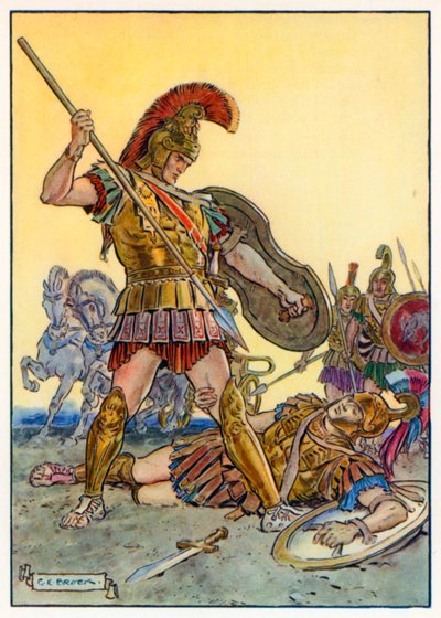 "Nespínej mi kolena, hnusný pse!" (barevná litografie) od Charles Edmund (after) Brock