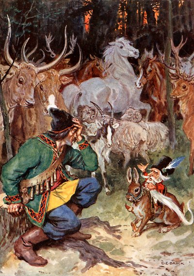 "Hej! Dobrý muži, vím, co tě trápí" (barevná litografie) od Charles Edmund (after) Brock