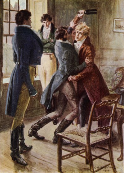 Ilustrace pro The Amateur Gentleman od Jefferyho Farnola (barevné lito) od Charles Edmund (after) Brock