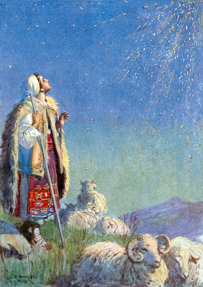 "Spustil se jako sprška jisker" (barevná litografie) od Charles Edmund (after) Brock