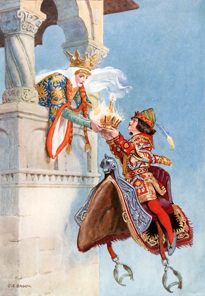 "Uviděla tu korunu a prosila ho, aby jí ji dal" (barevná litografie). od Charles Edmund (after) Brock